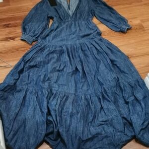 Claudia Rebelo Chic Long Sleeve Denim Dress